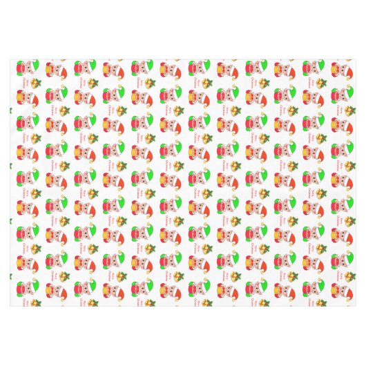 Weihnachts-Elf auf Weiß Tischdecke (Vorderseite (Horizontal))
