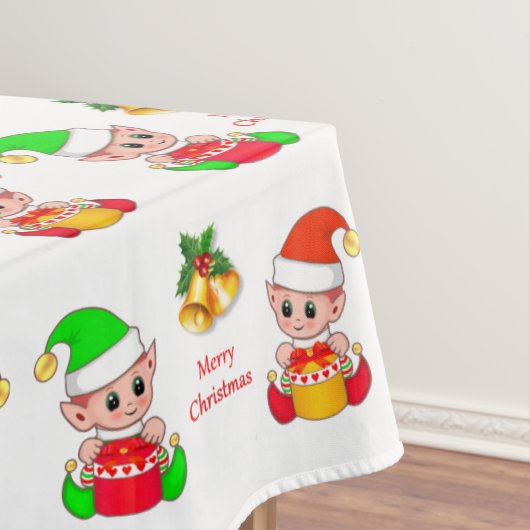 Weihnachts-Elf auf Weiß Tischdecke (Beispiel)