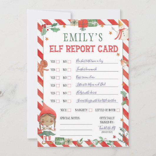 Weihnachts-Elf-Berichtskarte Einladung (Vorderseite)