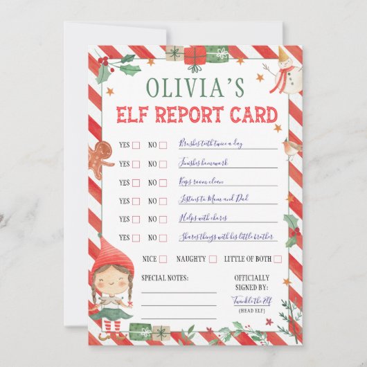 Weihnachts-Elf-Berichtskarte Einladung (Vorderseite)
