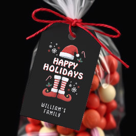 Weihnachts Elf Boots Weihnachtsmann Hat Black Geschenkanhänger