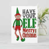 Weihnachts-Elf-Boy-Grußkarte Feiertagskarte (Stehend Vorderseite)