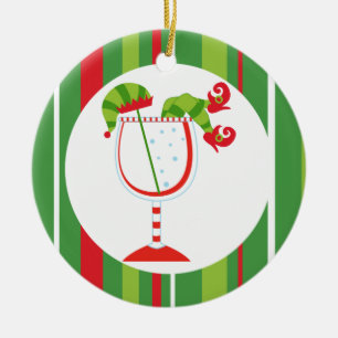 Weihnachts-Elf-Cocktail Frohe Weihnachten Keramikornament