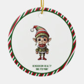 Weihnachts-Elf Custom Happy Holiday Keramik Ornament (Vorne)