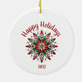 Weihnachts-Elf Custom Happy Holiday Keramik Ornament (Hinten)