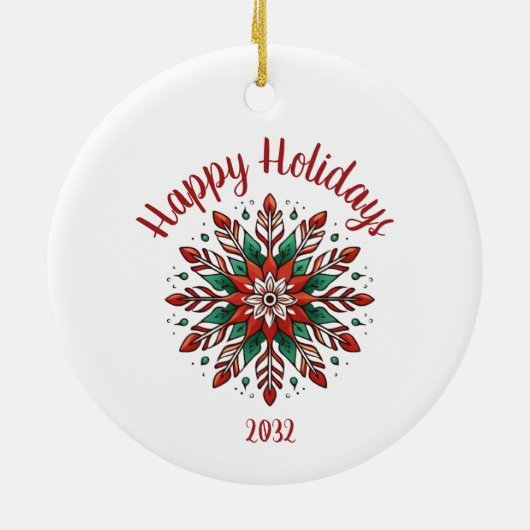 Weihnachts-Elf Custom Happy Holiday Keramik Ornament (Hinten)
