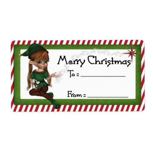 Weihnachts-Elf D5: Fantasy Christmas Geschenk Labe (Vorne)