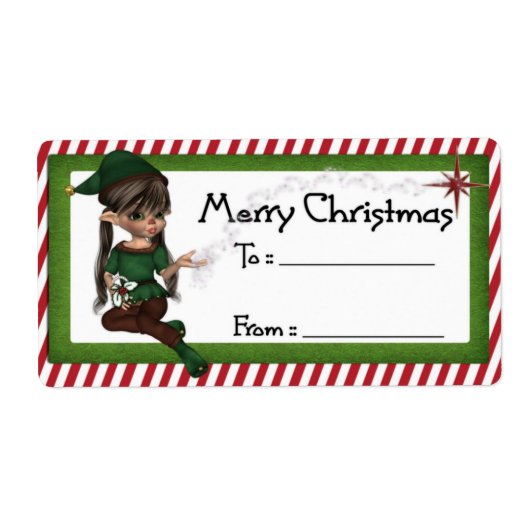 Weihnachts-Elf D6: Fantasy Christmas Geschenk Labe (Vorne)
