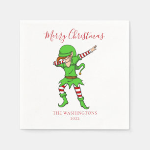 Weihnachts-Elf-Dab-Tanz Familienfeiertag Serviette