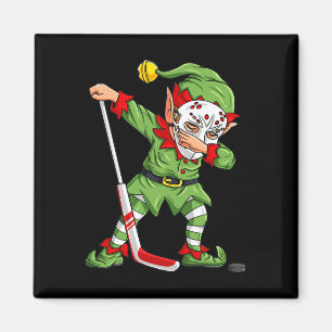Weihnachts-Elf Dabbing Eishockey Spieler Boys Kind Magnet