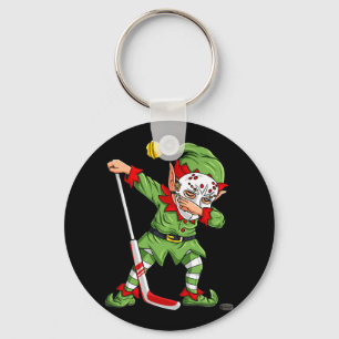 Weihnachts-Elf Dabbing Eishockey Spieler Boys Kind Schlüsselanhänger