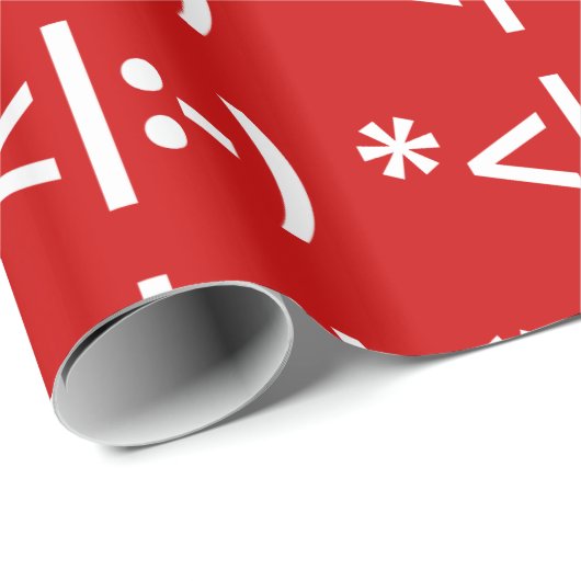 Weihnachts-Elf Emoticon Xmas ASCII Text Kunst Geschenkpapier (Rolleneckpunkt)