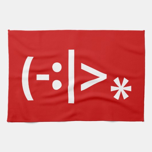 Weihnachts-Elf Emoticon Xmas ASCII Text Kunst Geschirrtuch (Horizontal)