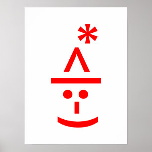 Weihnachts-Elf Emoticon Xmas ASCII Text Kunst Poster