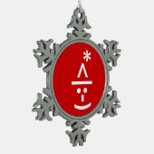 Weihnachts-Elf Emoticon Xmas ASCII Text Kunst Schneeflocken Zinn-Ornament (Links)