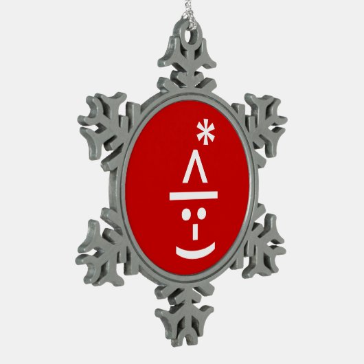 Weihnachts-Elf Emoticon Xmas ASCII Text Kunst Schneeflocken Zinn-Ornament (Links)