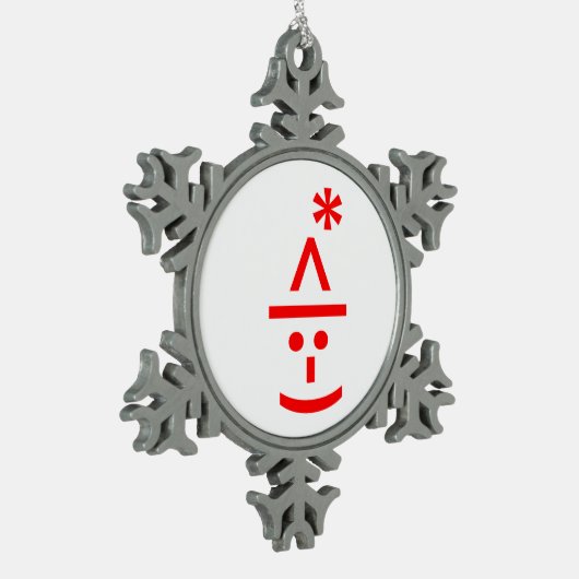Weihnachts-Elf Emoticon Xmas ASCII Text Kunst Schneeflocken Zinn-Ornament (Links)