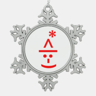 Weihnachts-Elf Emoticon Xmas ASCII Text Kunst Schneeflocken Zinn-Ornament