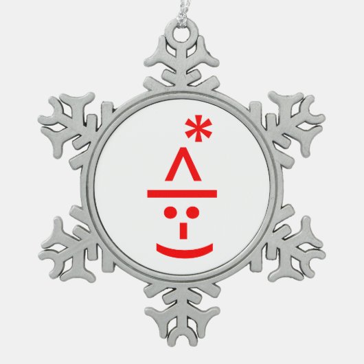 Weihnachts-Elf Emoticon Xmas ASCII Text Kunst Schneeflocken Zinn-Ornament (Vorderseite)