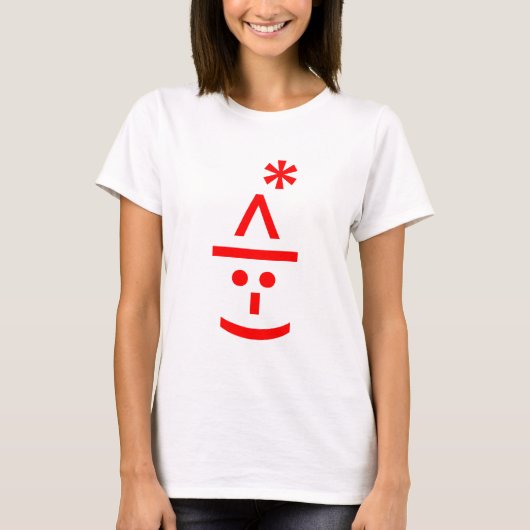 Weihnachts-Elf Emoticon Xmas ASCII Text Kunst T-Shirt (Vorderseite)