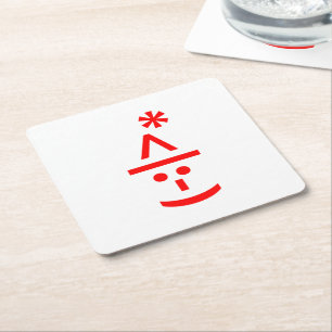 Weihnachts-Elf-Emoticon Xmas-ASCII-Textart Rechteckiger Pappuntersetzer