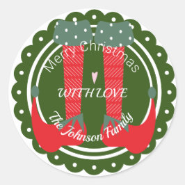 Weihnachts-Elf-Feet-Heels Feiertag Runder Aufkleber