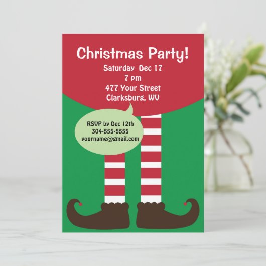 Weihnachts-Elf-Feier Einladung (Stehend Vorderseite)