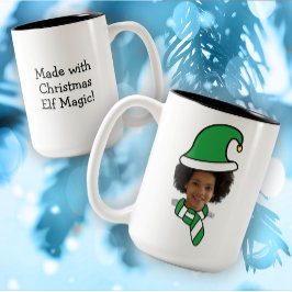 Weihnachts-Elf-Foto-Tasse Zweifarbige Tasse