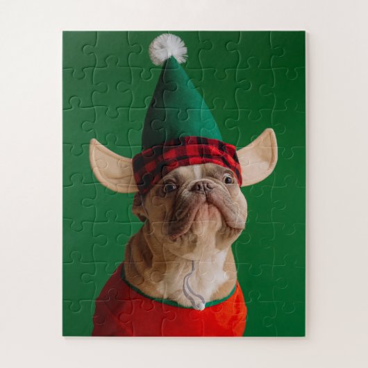 Weihnachts-Elf Funny Dog Pet Xmas Puzzle (Vertikal)