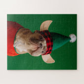 Weihnachts-Elf Funny Dog Pet Xmas Puzzle (Horizontal)