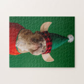 Weihnachts-Elf Funny Dog Pet Xmas Puzzle (Horizontal)