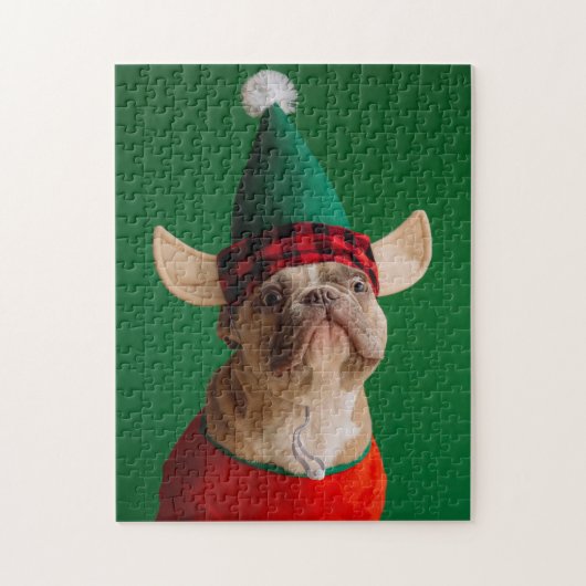 Weihnachts-Elf Funny Dog Pet Xmas Puzzle (Vertikal)