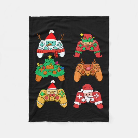Weihnachts-Elf Gaming-Controller Gamer Xmas Fleecedecke (Vorderseite)