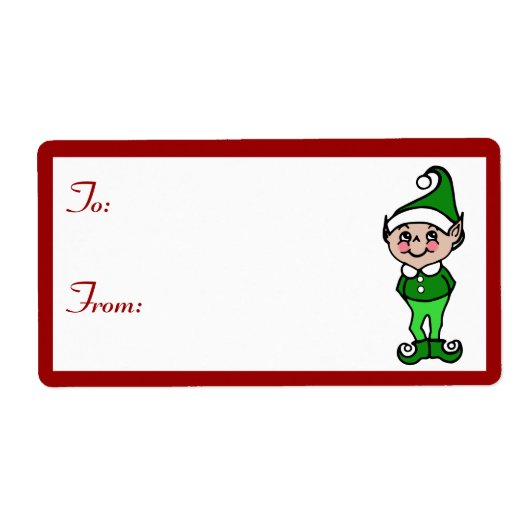 Weihnachts-Elf-Geschenke Tag Labels (Vorne)