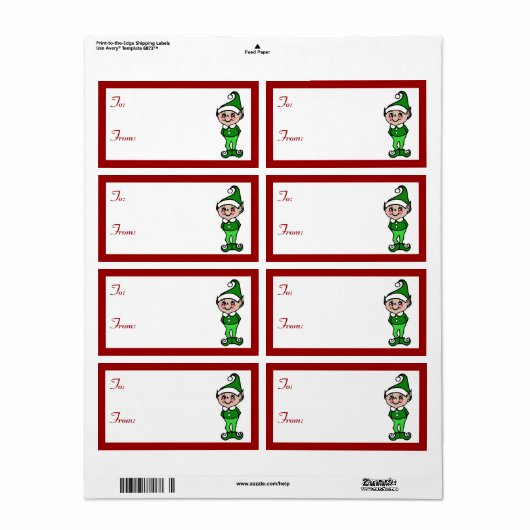 Weihnachts-Elf-Geschenke Tag Labels (Vorne)