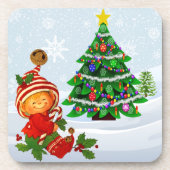 Weihnachts-Elf-Getränkekarte Getränkeuntersetzer (Vorderseite)