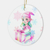 Weihnachts-Elf-Girl Keramik Ornament (Links)