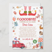Weihnachts-Elf Goodbye Letter Card Einladung (Vorderseite)