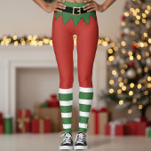 Weihnachts-Elf-Grün rot gestreift Leggings