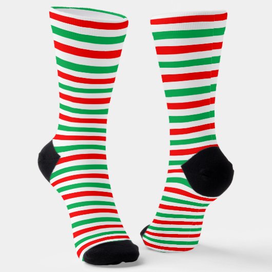 Weihnachts-Elf Grün-Rot-Streifen Crew Socken (Gewinkelt)
