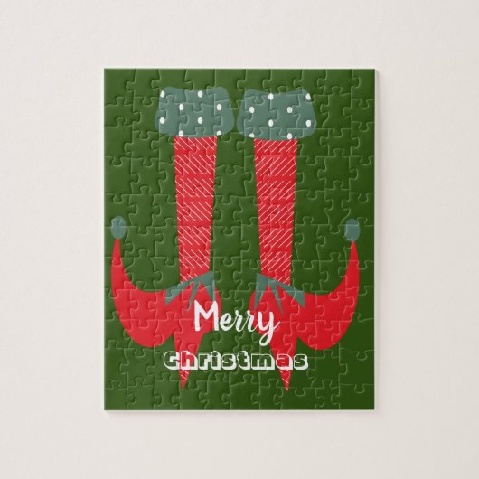 Weihnachts-Elf-Heelse frohe Weihnachten Puzzle (Vertikal)