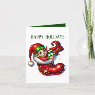 Weihnachts-Elf hinzufügen Feiertagskarte