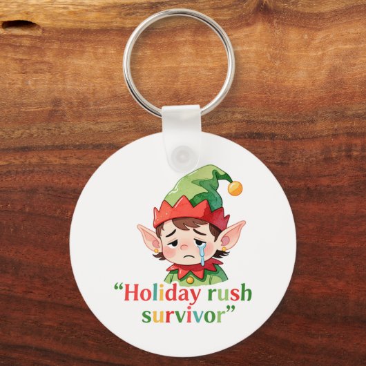 Weihnachts Elf Holiday Rush Survivor Sarcasm Schlüsselanhänger (Vorderseite)