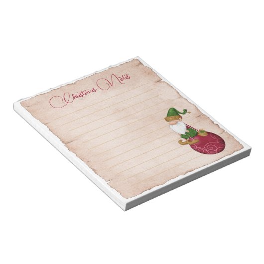 Weihnachts-Elf im Ornament Notizblock (angewinkelt)