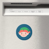 Weihnachts-Elf in Green Hat auf Blue Magnet (In Situ (Geschirrspüler))