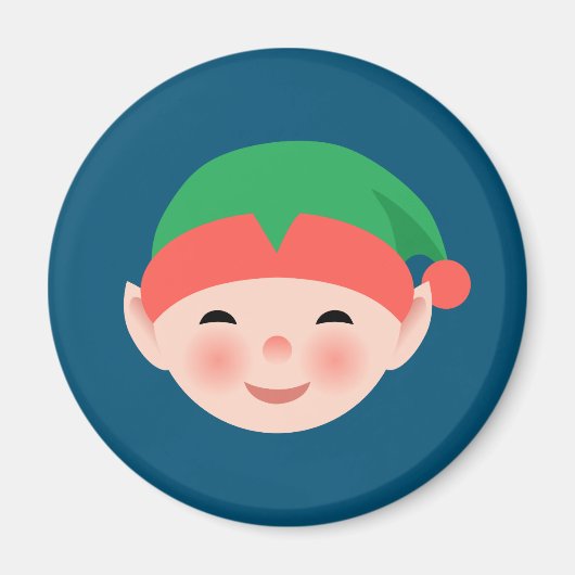 Weihnachts-Elf in Green Hat auf Blue Magnet (Vorne)