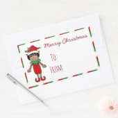 Weihnachts-Elf-Junge Frohe Weihnachtsgeschenk Rechteckiger Aufkleber (Umschlag)