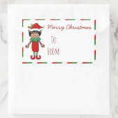 Weihnachts-Elf-Junge Frohe Weihnachtsgeschenk Rechteckiger Aufkleber (Tasche)