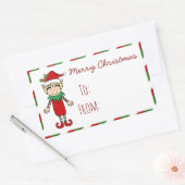 Weihnachts-Elf-Junge Frohe Weihnachtsgeschenk Rechteckiger Aufkleber (Umschlag)