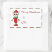 Weihnachts-Elf-Junge Frohe Weihnachtsgeschenk Rechteckiger Aufkleber (Tasche)